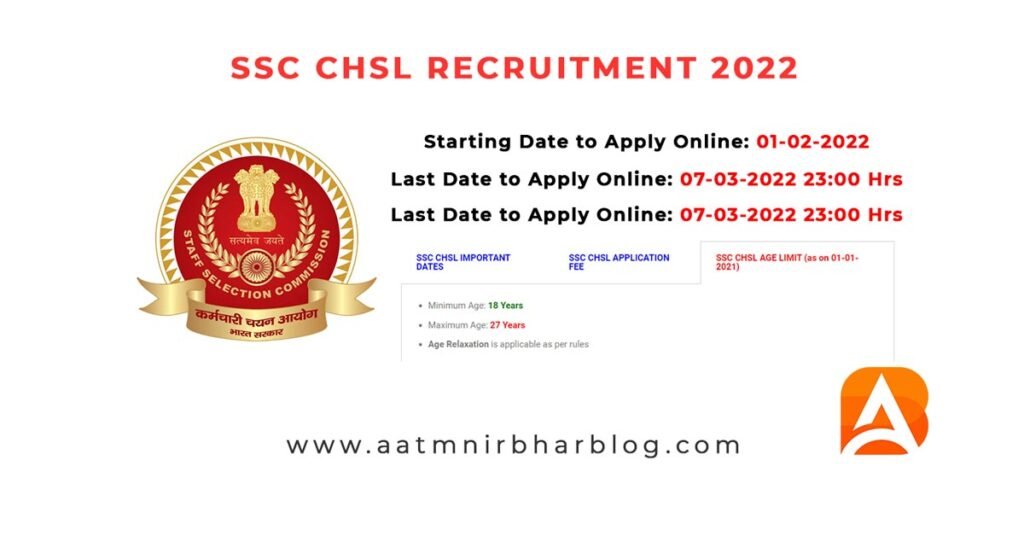 Staff Selection Commission (SSC) COMBINED HIGHER SECONDARY LEVEL (10+2) EXAM RECRUITMENT 2022